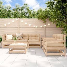 6 Piece Patio Lounge Set with Cushions Solid Wood