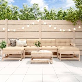 7 Piece Patio Lounge Set with Cushions Solid Wood