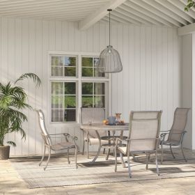 Cast Aluminum 5 Piece Aluminum Dining Set With Sling Chairs