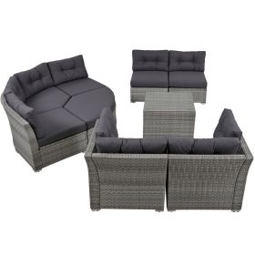 Patio Furniture Set Outdoor Furniture Daybed Rattan Sectional Furniture Set Patio Seating Group With Cushions and Center Table for Patio, Lawn