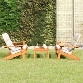 3 Piece Adirondack Patio Lounge Set Solid Wood Acacia (Color: Brown)