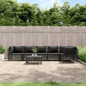 7 Piece Patio Lounge Set with Cushions Anthracite Steel (Color: Anthracite)