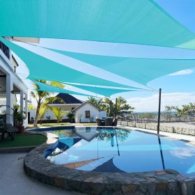 Artpuch Custom Size Mixed Turquoise Sun Shade Sail Triangle Canopy 185 GSM Durable Fabric UV Block Awning for Outdoor Patio Garden Backyard (Customize (Color: Mixed Turquoise, size: 05x09x10.3)