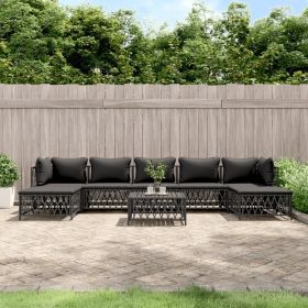 8 Piece Patio Lounge Set with Cushions Anthracite Steel (Color: Anthracite)